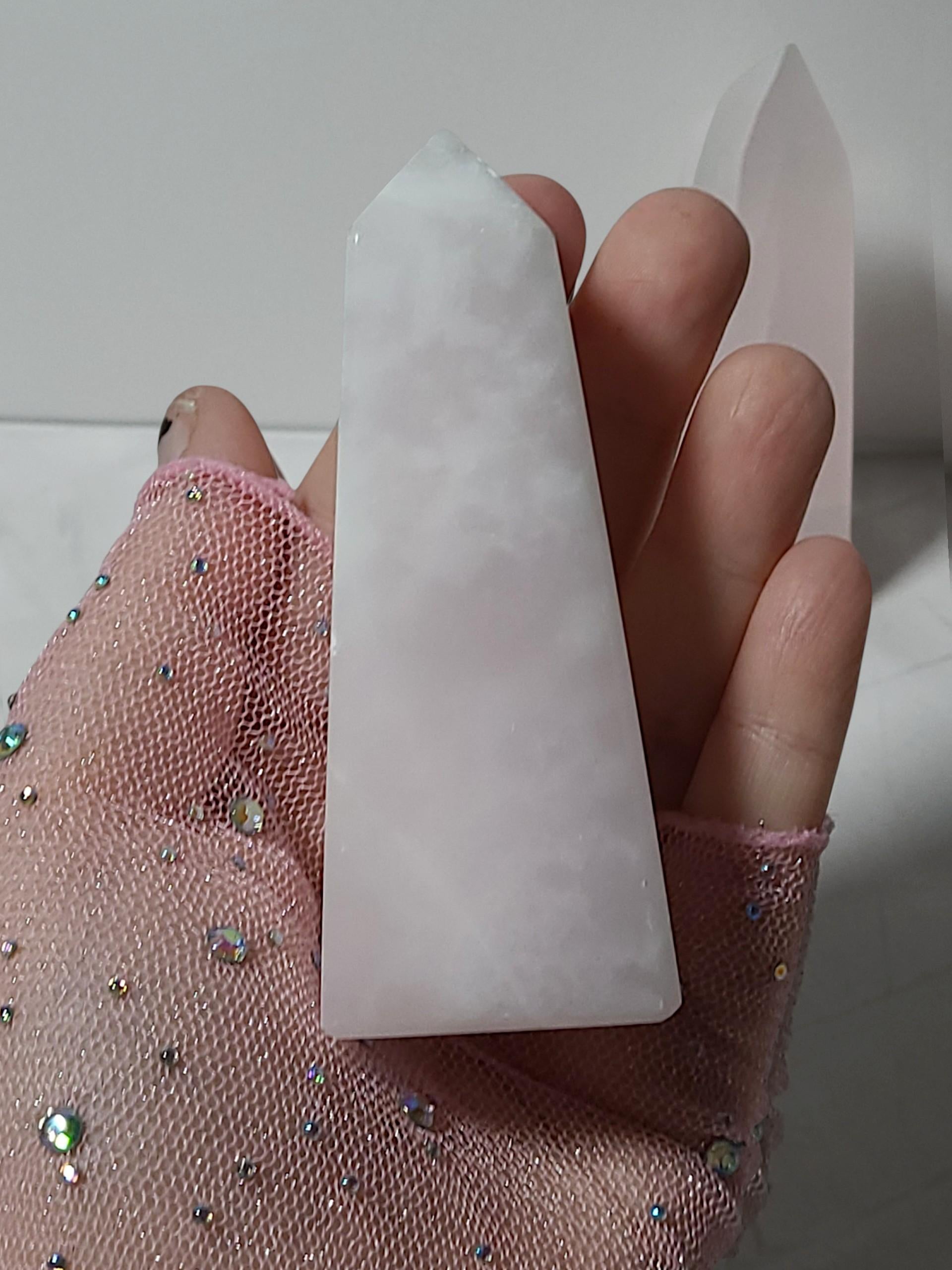 Pink Mangano Calcite Tower | UV Reactive Crystal | Heart Chakra | Self Love Crystal