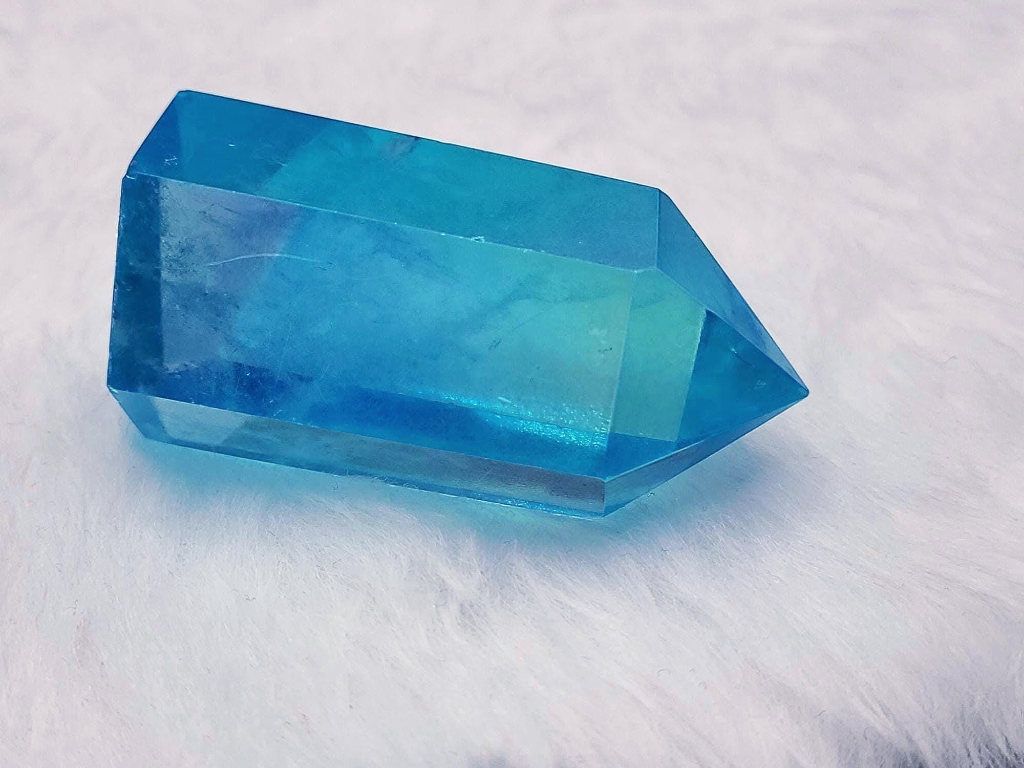 Blue Aura Quartz Crystal Tower