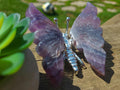Rainbow Fluorite Butterfly Carving: Purple