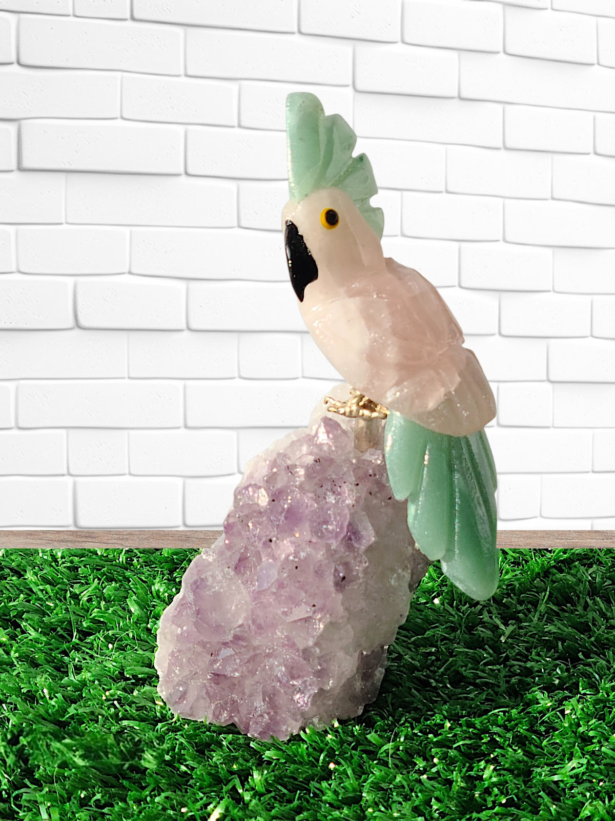 Rose Quartz & Green Aventurine on Raw Amethyst Base