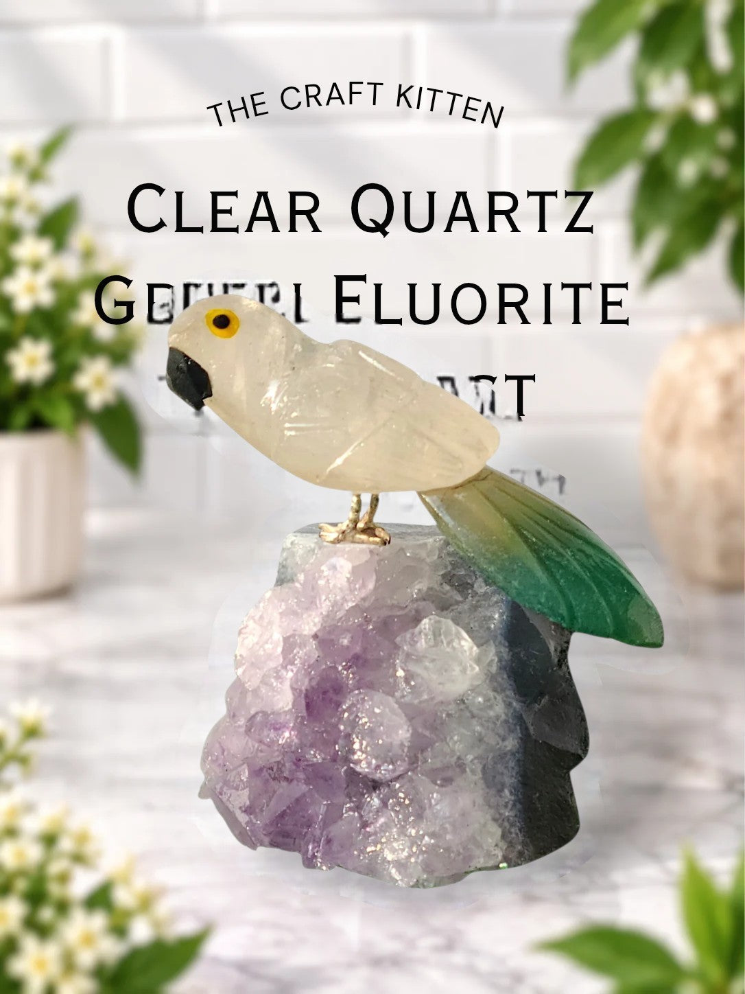 Clear Quartz & Green Fluorite on Raw Amethyst Base